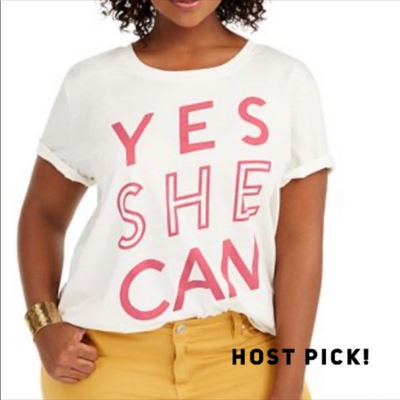 NEW “yes she can” graphic top T-shirt plus size - Picture 2 of 9